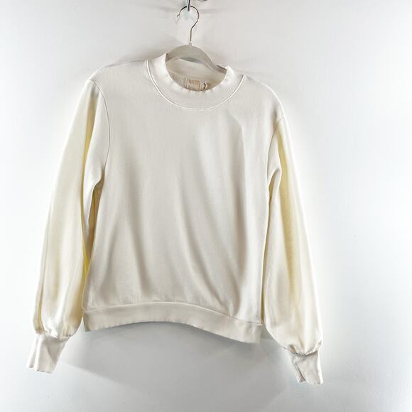 Nation LTD Crewneck Long Sleeve Pullover Sweatshirt White Medium - Picture 3 of 8